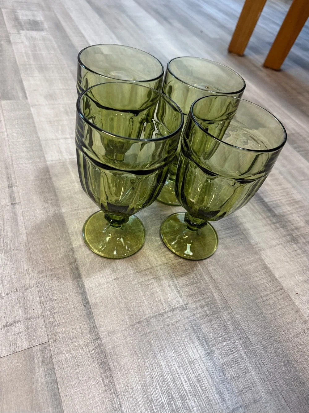 Vintage Set of 4 Libbey DuraTuff Gibraltar Olive Green Goblets – 16 oz